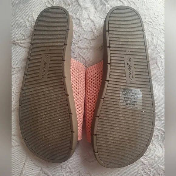Style & Co. Light Orange Knit Slide Sandals - Picture 3 of 7